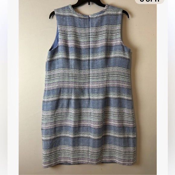 TALBOTS Women’s Blue Stripe Tweed Shift Dress  Sleeveless Sz 16 W Petite - Picture 6 of 10